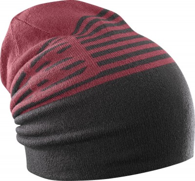 шапка SALOMON FLATSPIN REVERSIBLE BEANIE 403042  двухсторон. роз/черн.лого принт