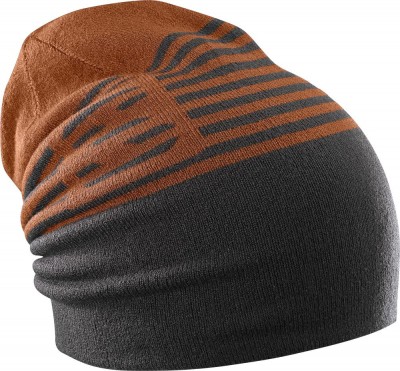 шапка SALOMON FLATSPIN REVERSIBLE BEANIE 403041  двухсторон. оранж/черн.лого принт