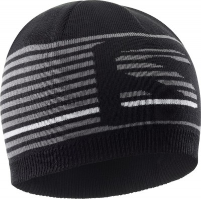 шапка SALOMON FLATSPIN SHORT BEANIE LC11429  черн/сер.лого принт