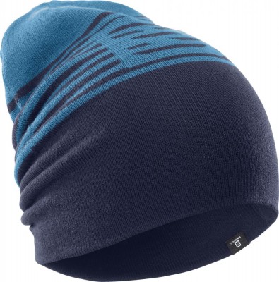 шапка SALOMON FLATSPIN REVERSIBLE BEANIE LC11431  двухсторон. син/т-син.лого принт